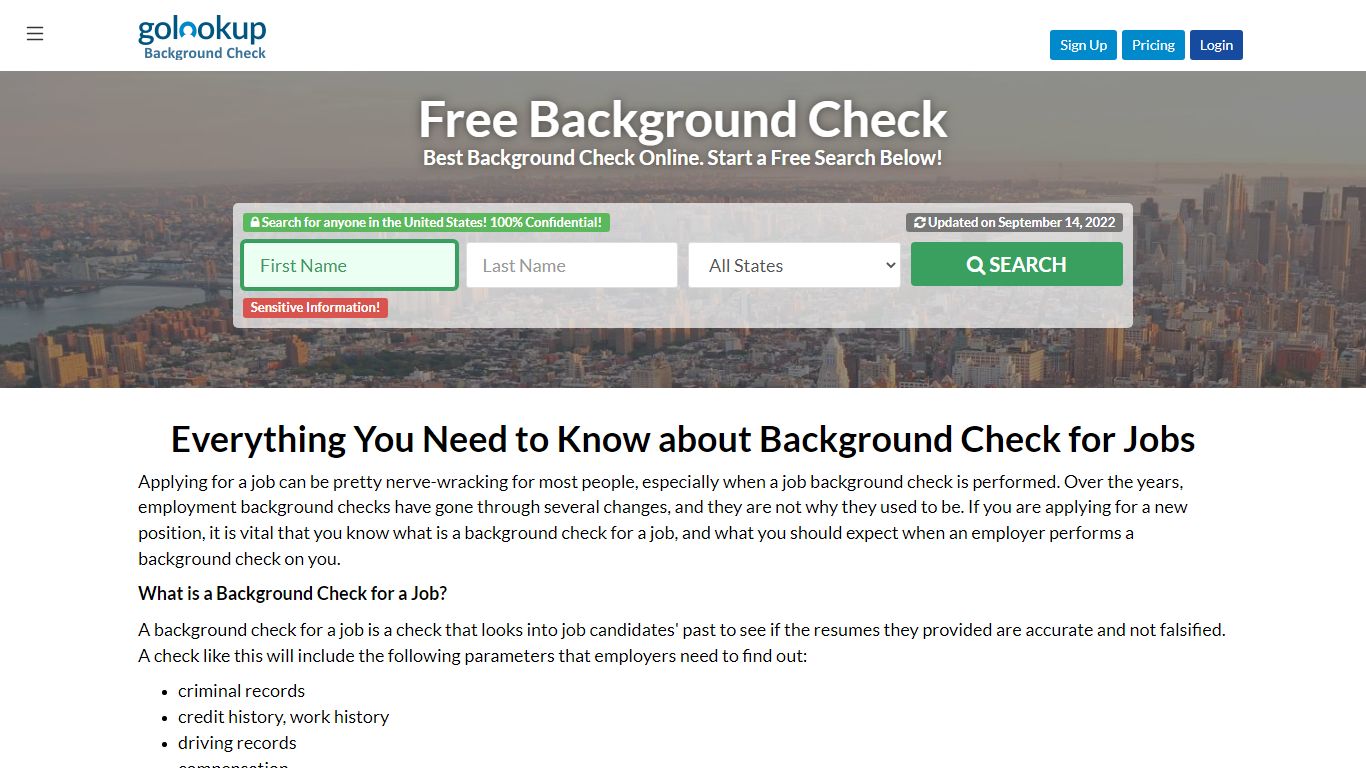 Background Check for Jobs, Job Background Check - GoLookUp